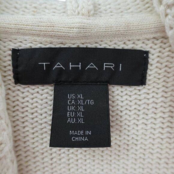 Tahari XL Blue Cream Colorblock Hooded Cardigan - Picture 10 of 13
